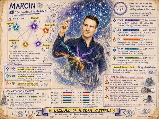 Marcin O. profile infographic - The Constellation Architect