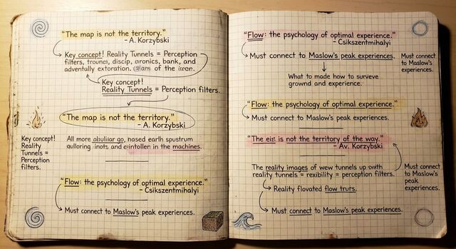 Commonplace-book style spread of handwritten quotes, highlights and notes on graph paper.